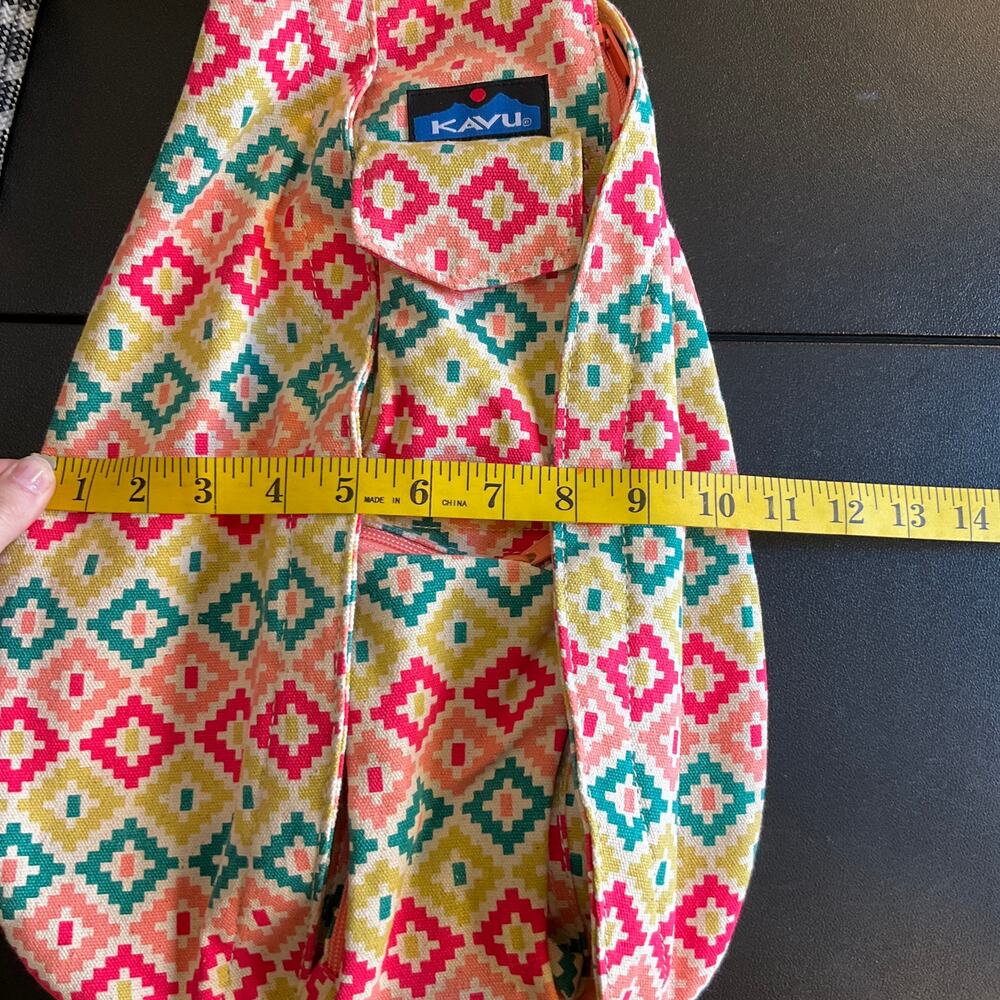 KAVU Rope Sling Backpack Cotton Geometric Aztec Crossbody Travel Festival Bag - Picture 10 of 11